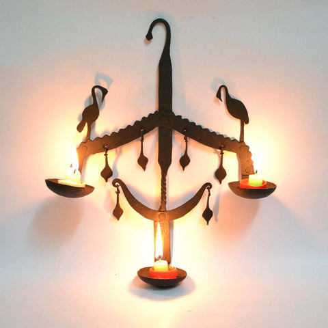 Wrought Iron 3 Candle Holder wall decorative