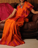 Orange Bendex Silk Saree