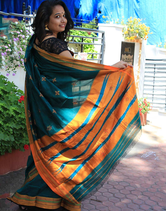 Green Kasauti Handloom Silk Cotton Saree