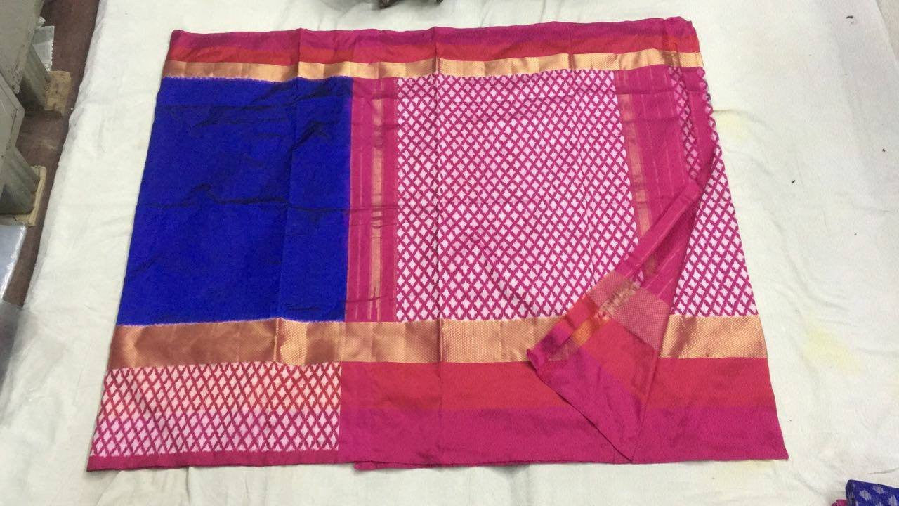 Rich Blue Pure Ikkat Silk Saree