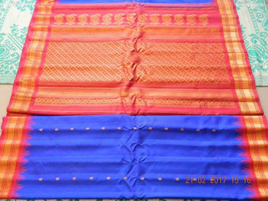 Ink Blue Gadwal Silk Saree