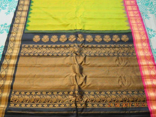 Pista Green Gadwal Silk Saree