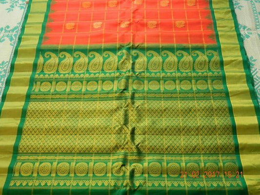 Orange Gadwal Silk Saree