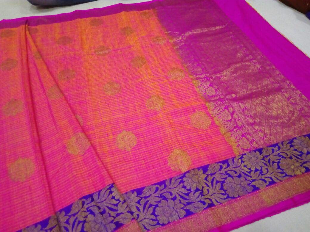 Pink Banaras Dupion Silk Saree