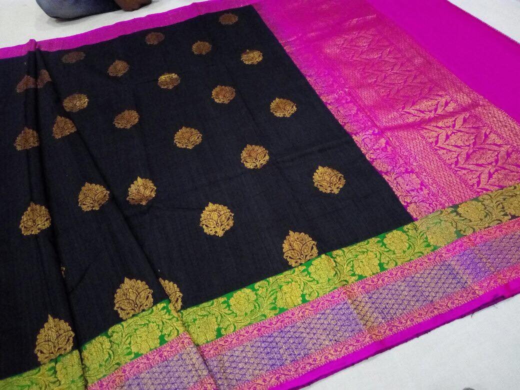 Black Banaras Dupion Silk Saree