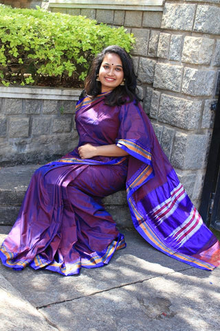 Purple Ilkal Handloom Silk Cotton Saree