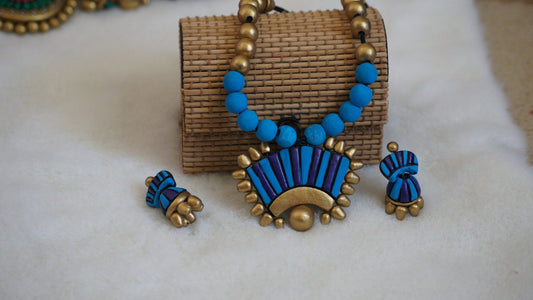 Handcrafted Terracotta necklace with Jhumkas