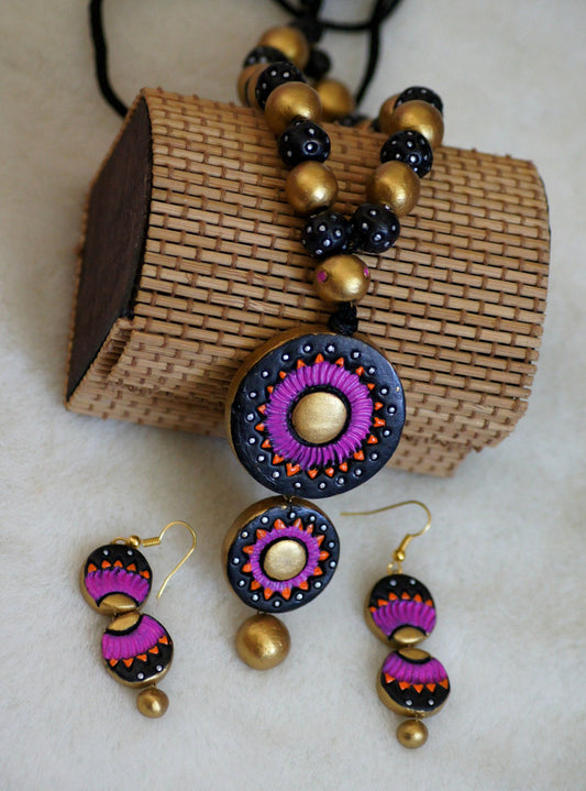 Handcrafted Terracotta necklace with Jhumkas