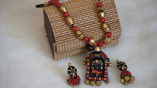 Handcrafted Terracotta necklace with Jhumkas