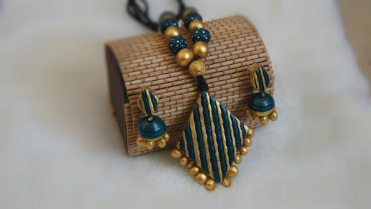 Handcrafted Terracotta necklace with Jhumkas