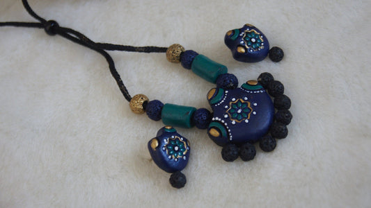 Handcrafted Terracotta necklace with Jhumkas