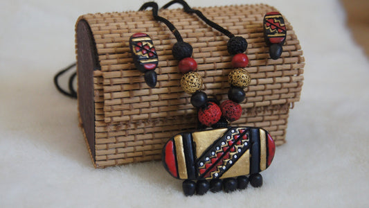 Handcrafted Terracotta necklace with Jhumkas