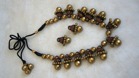 Handcrafted Terracotta necklace with Jhumkas