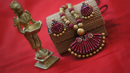 Handcrafted Terracotta necklace with Jhumkas