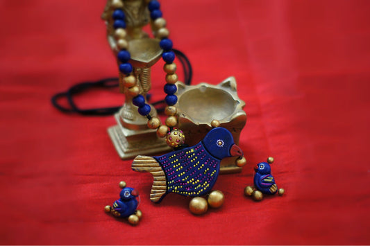 Handcrafted Terracotta necklace with Jhumkas