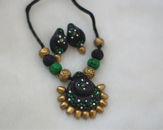 Handcrafted Terracotta necklace with Jhumkas