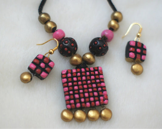 Handcrafted Terracotta necklace with Jhumkas