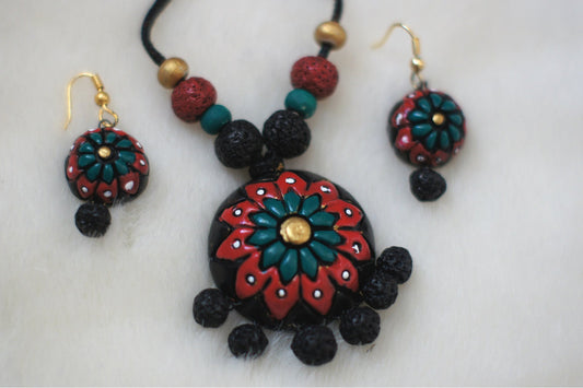 Handcrafted Terracotta necklace with Jhumkas