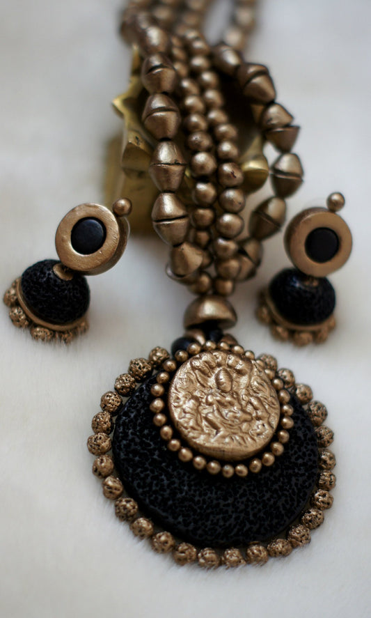 Handcrafted Terracotta necklace with Jhumkas