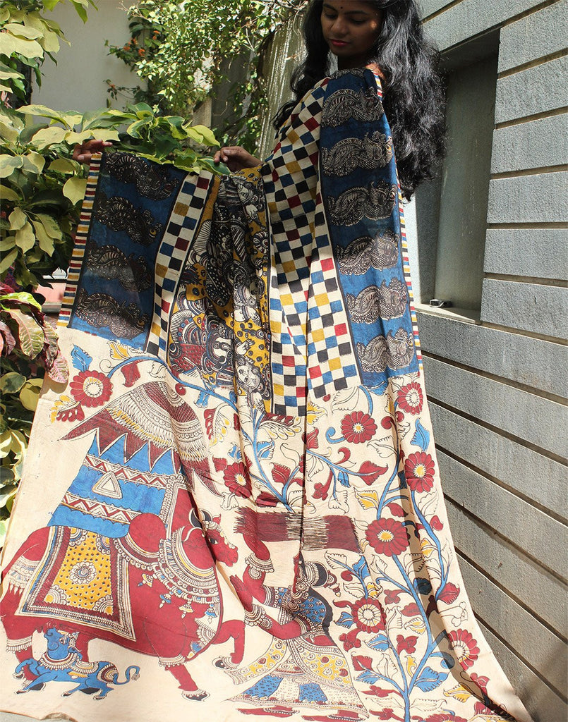 Printed soft silk kalamkari saree