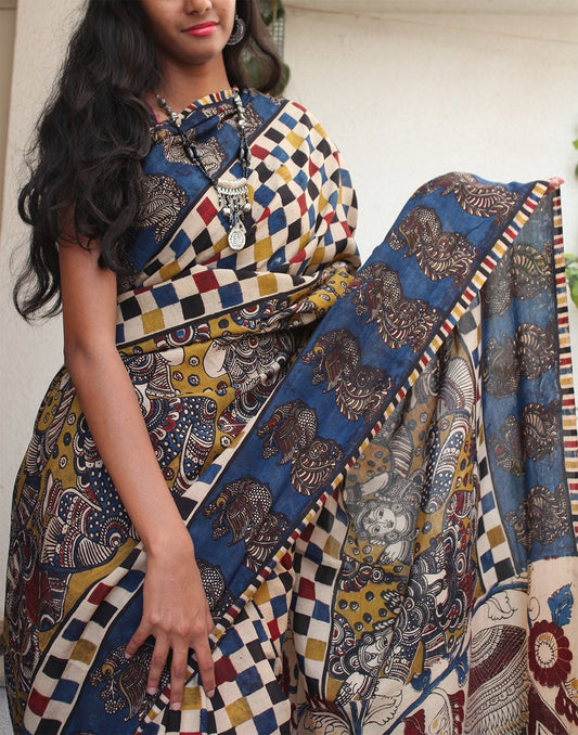 Printed soft silk kalamkari saree