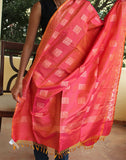 Orange Banarasi Dupion Dupatta with small buttis