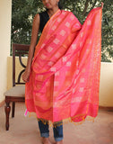 Orange Banarasi Dupion Dupatta with small buttis