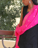 Pink Banarasi Dupion Stole with small buttis