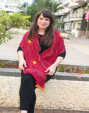 Red Kutch Silk Stole with small buttis