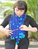 Blue  Kutch Silk Stole with small buttis