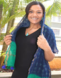 Blue  Kutch Silk Stole with small buttis