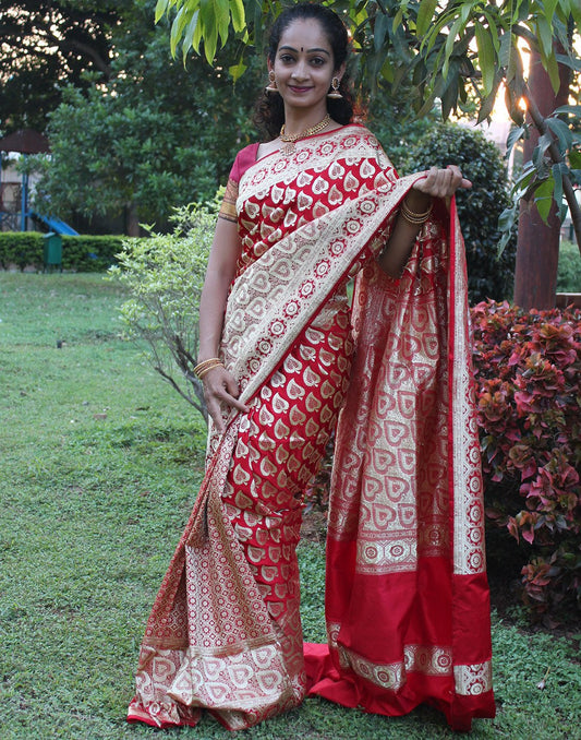 Red Pure Banaras silk saree