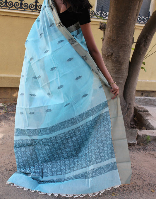 Sky Blue Narayanpet Silk Cotton