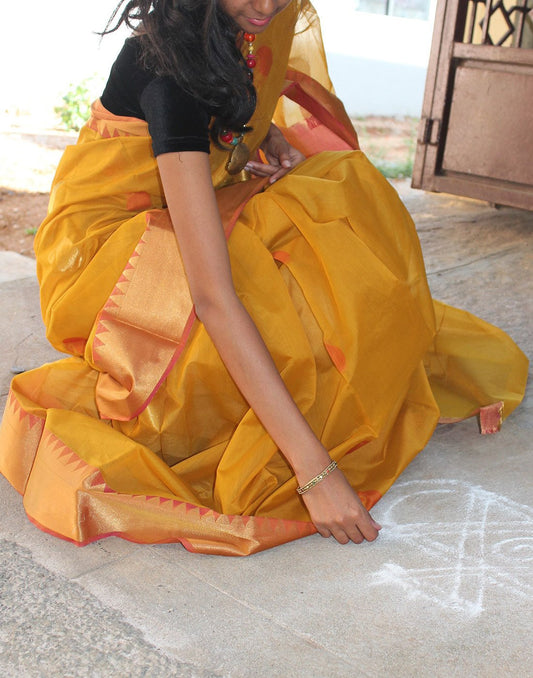 Mango Coloured Narayanpet Silk