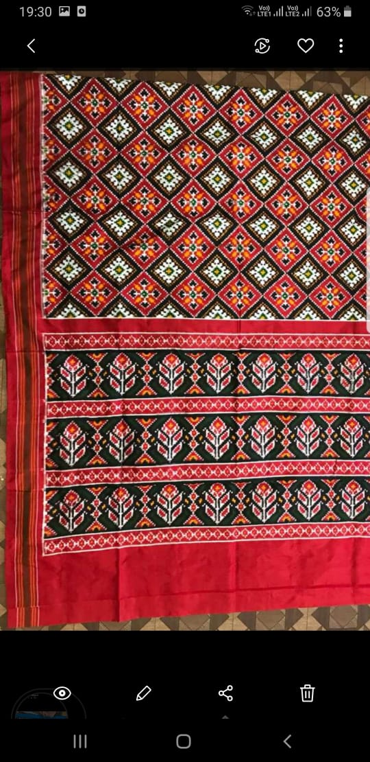 Maroon Pure Ikkat Silk Saree