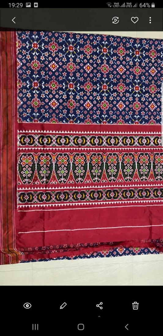 Maroon Pure Ikkat Silk Saree