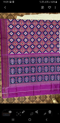 Purple Pure Ikkat Silk Saree