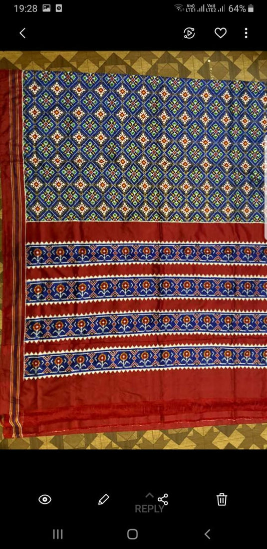 Maroon Pure Ikkat Silk Saree