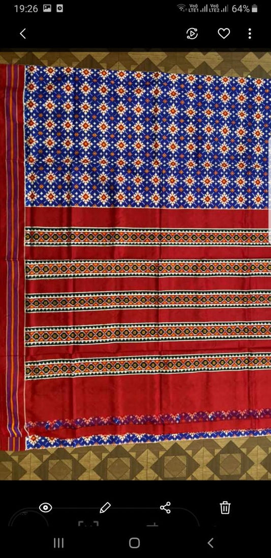 Maroon Pure Ikkat Silk Saree