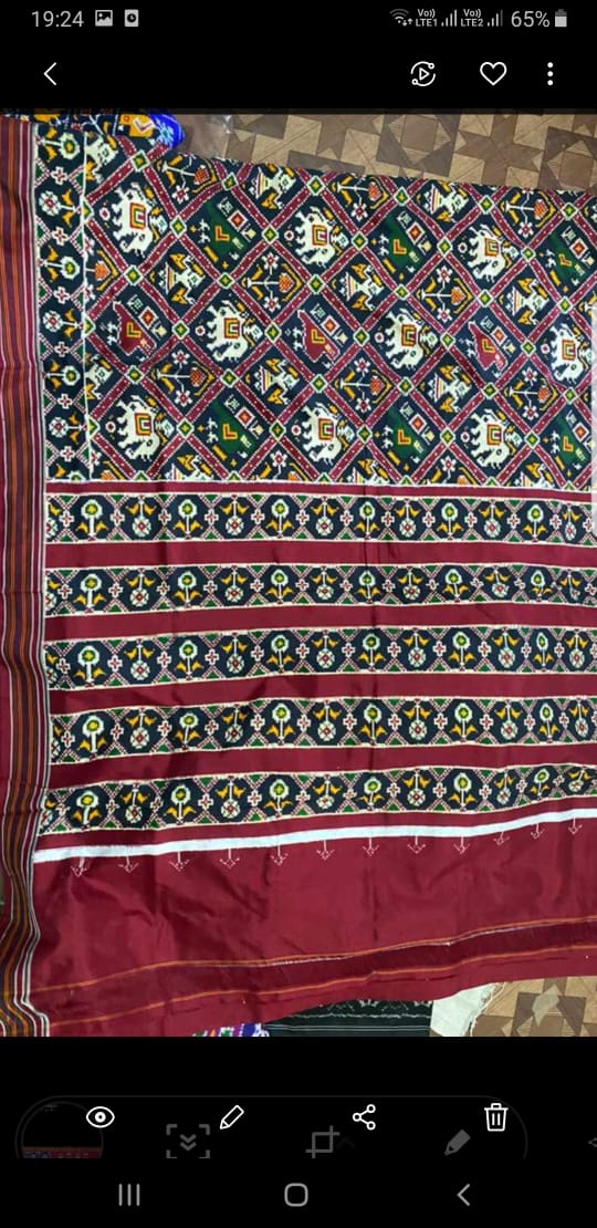 Maroon Pure Ikkat Silk Saree