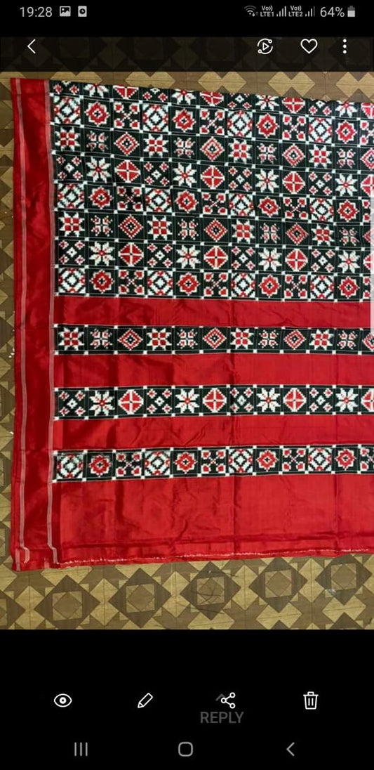 Black Pure Ikkat Silk Saree