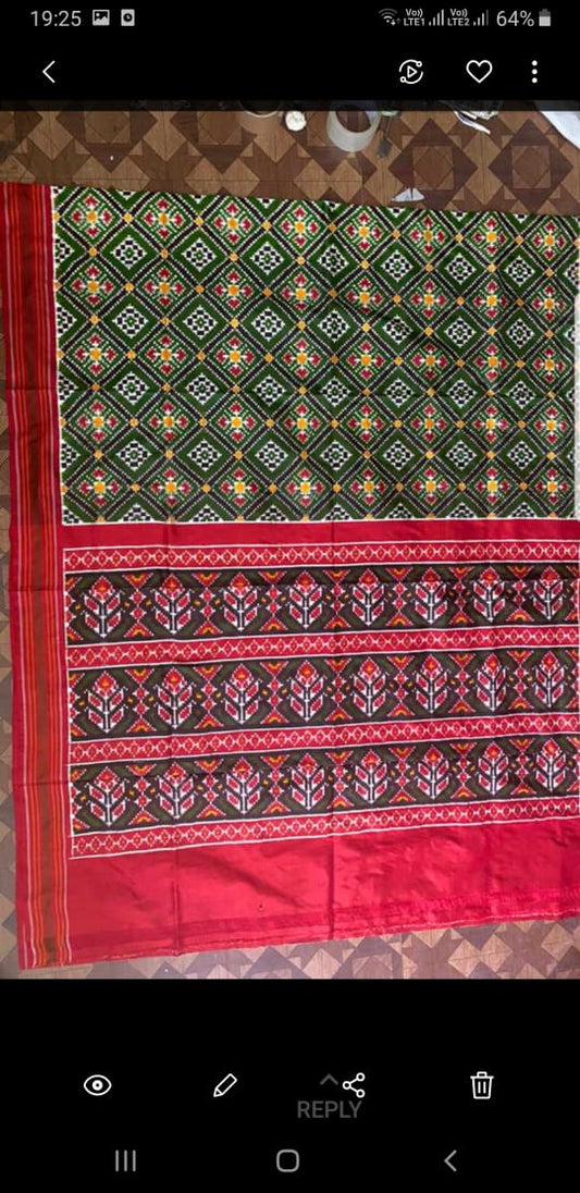 Red Pure Ikkat Silk Saree