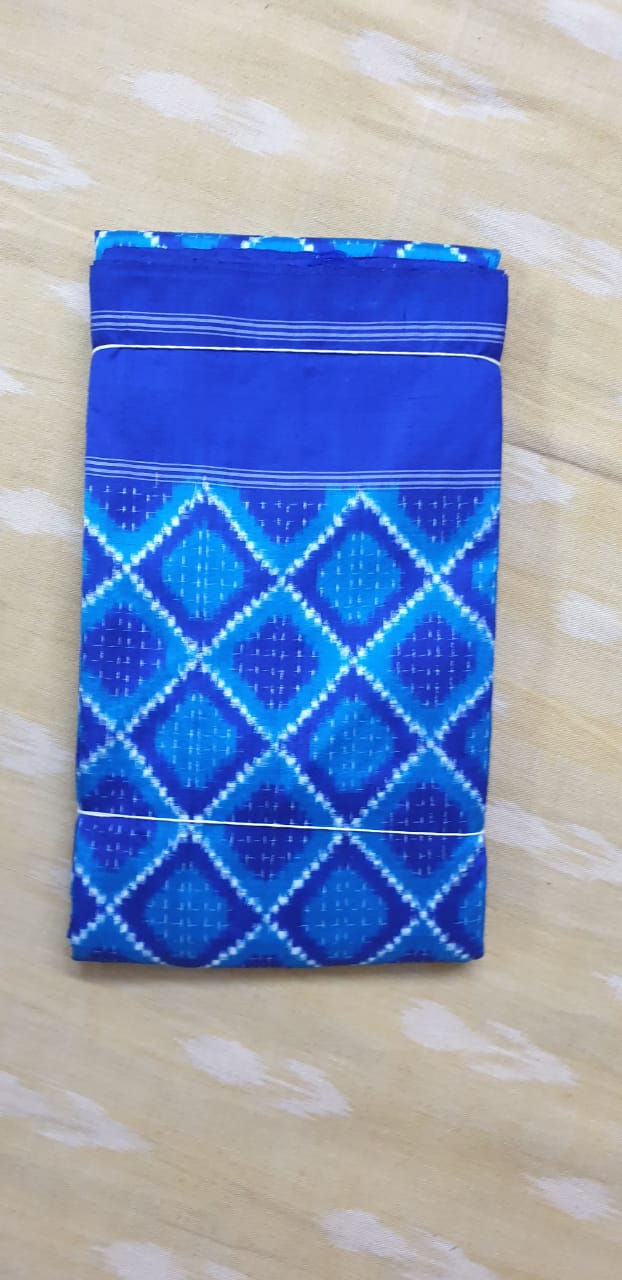 Royal Blue Pure Ikkat Silk Saree