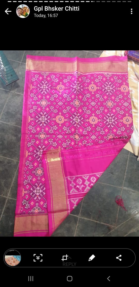 Pink Pure Ikkat Silk Saree