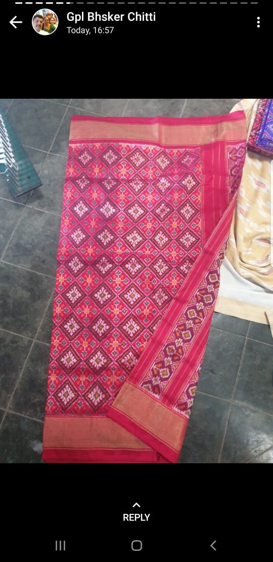 Maroon Pure Ikkat Silk Saree