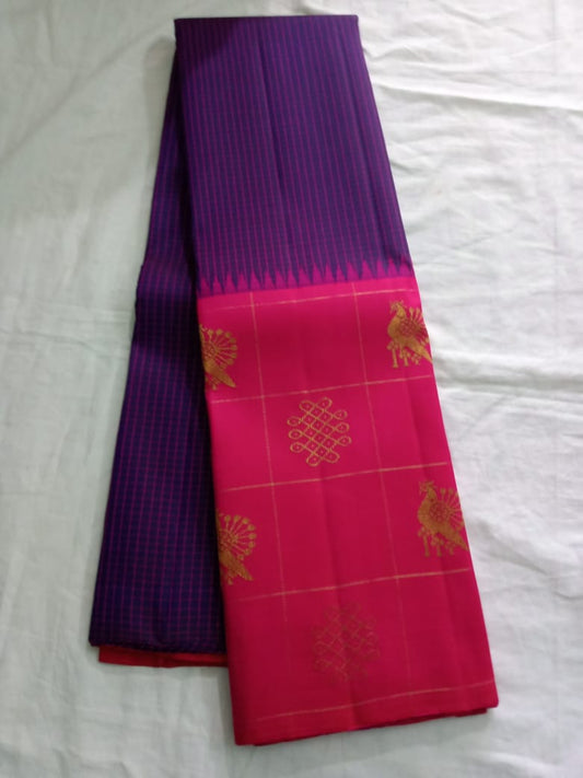 Dark blue Kanjeevaram Silk Saree