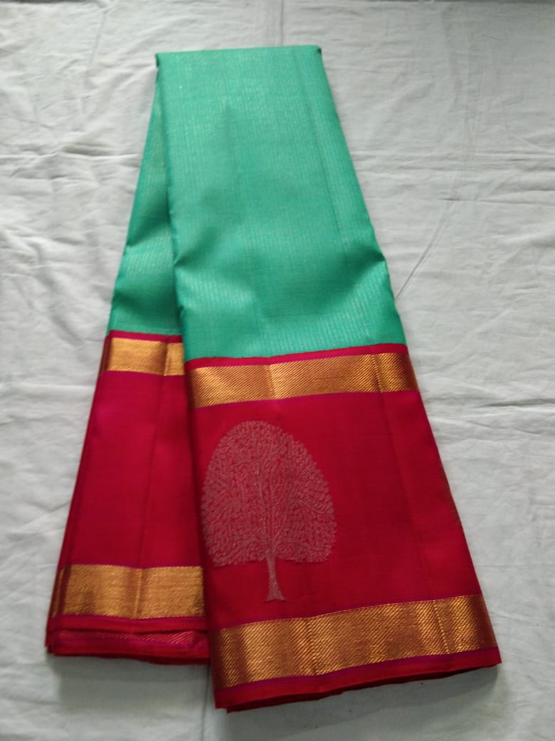 Aqua Blue Kanjeevaram Silk Saree