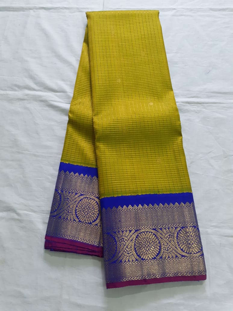 Yellow Green Kanjeevaram Silk Saree