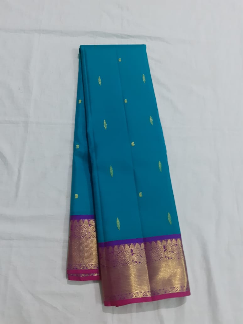 Sky blue Kanjeevaram Silk Saree