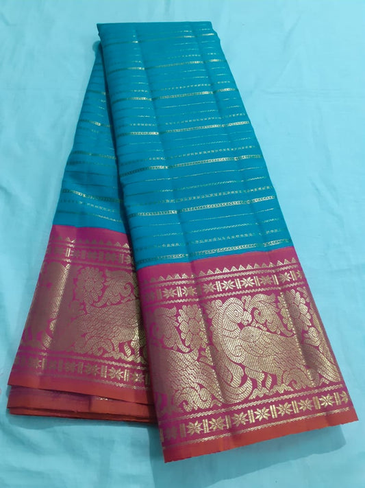 Sky Blue Kanjeevaram Silk Saree